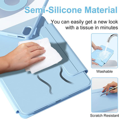 For iPad mini 6 / mini 2024 Tri-fold Magnetic Rotating Smart Leather Tablet Case(Sky Blue) - iPad mini 6 Cases by buy2fix | Online Shopping UK | buy2fix