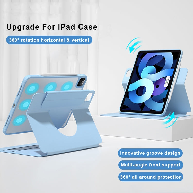 For iPad Pro 11 2022 / 2021 / 2020 / 2018 Front Stand Rotating Clear Back Smart Tablet Case(Sky Blue) - iPad Pro 11 (2022/2021) Cases by buy2fix | Online Shopping UK | buy2fix