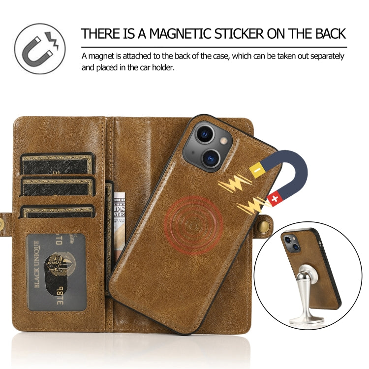 For iPhone 14 Pro Max Strong Magnetic Detachable Leather Case (Brown) - iPhone 14 Pro Max Cases by buy2fix | Online Shopping UK | buy2fix