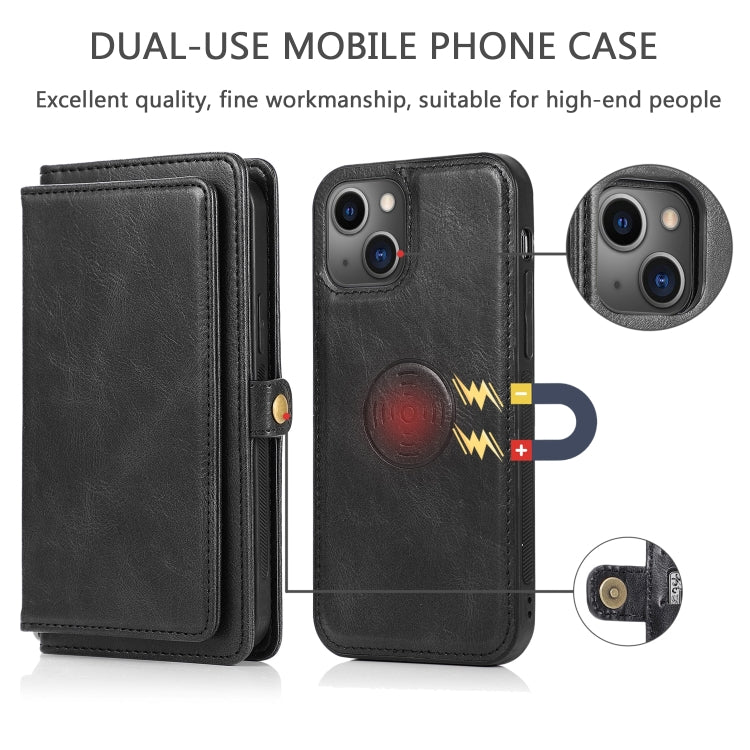 For iPhone 14 Plus Strong Magnetic Detachable Leather Case (Black) - iPhone 14 Plus Cases by buy2fix | Online Shopping UK | buy2fix