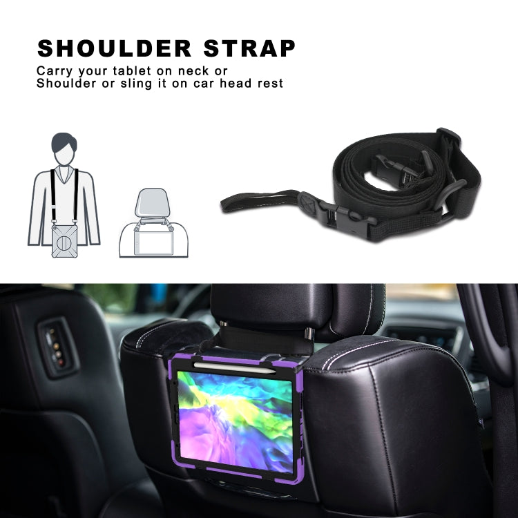360 Degree Rotation Silicone Protective Cover with Holder & Hand Strap & Long Strap & Pencil Slot For iPad Air 2025 / 10.9 / Pro 11 2021 / 2020 / 2018(Purple) - iPad Pro 11 (2020) Cases by buy2fix | Online Shopping UK | buy2fix