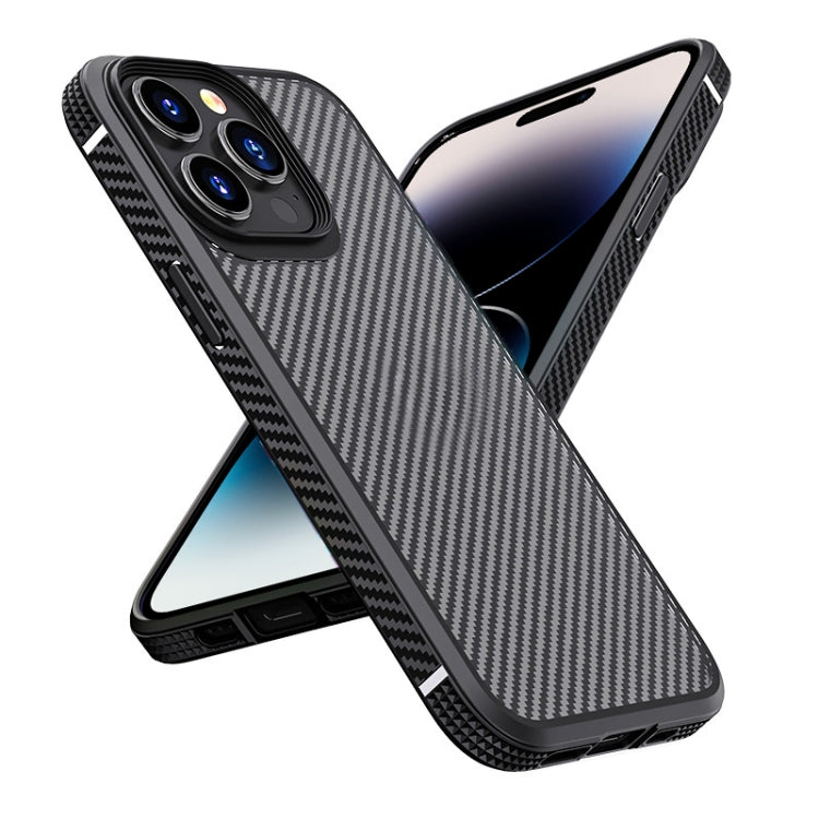 For iPhone 14 Pro iPAKY Carbon Fiber Texture Shockproof PC + TPU Protective Phone Case(Black) - iPhone 14 Pro Cases by iPAKY | Online Shopping UK | buy2fix