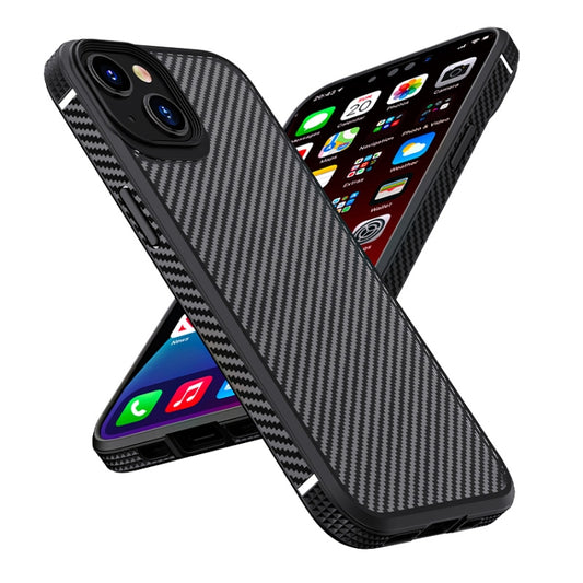 For iPhone 14 Plus iPAKY Carbon Fiber Texture Shockproof PC + TPU Protective Phone Case (Black) - iPhone 14 Plus Cases by iPAKY | Online Shopping UK | buy2fix