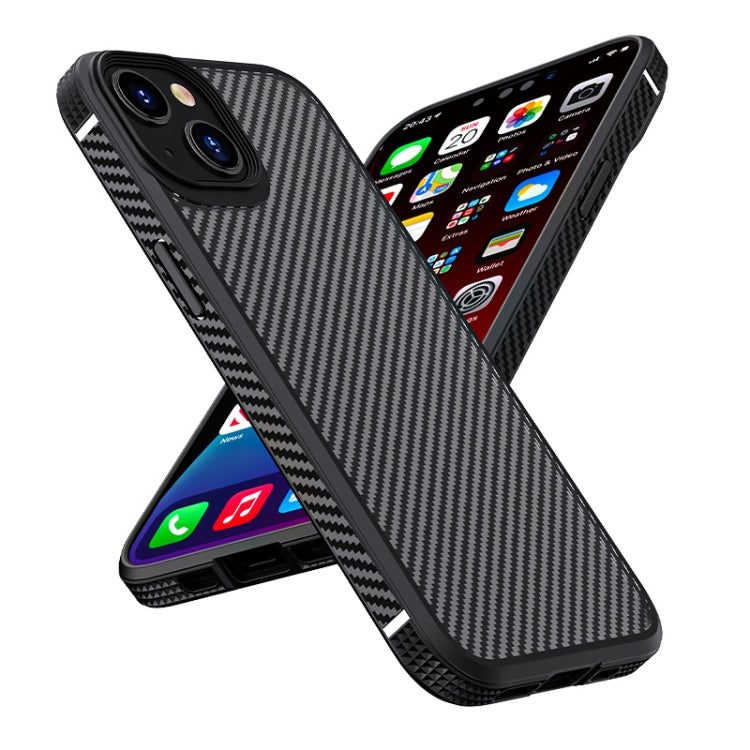 For iPhone 14 iPAKY Carbon Fiber Texture Shockproof PC + TPU Protective Phone Case (Black) - iPhone 14 Cases by iPAKY | Online Shopping UK | buy2fix