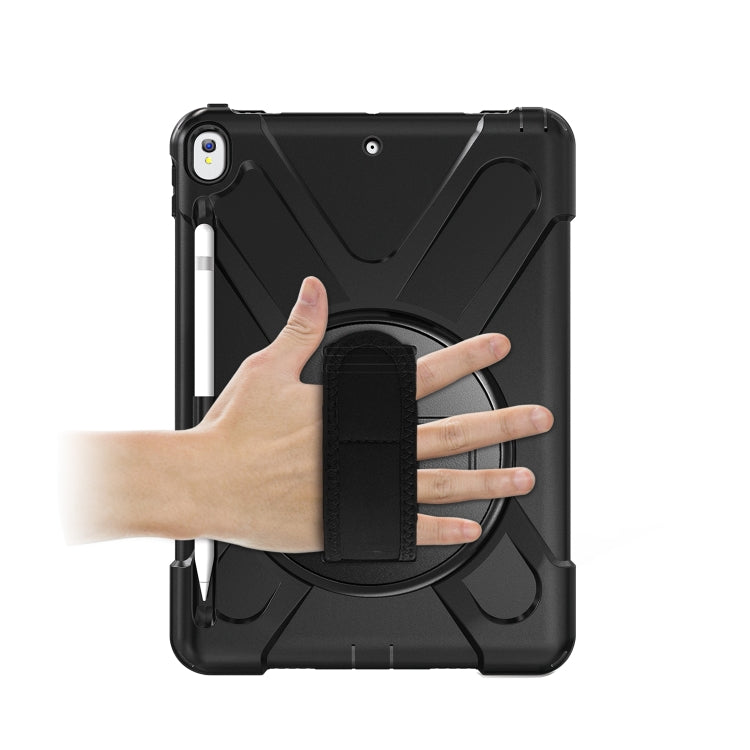 For iPad Pro 10.5 360 Degree Rotation Silicone Protective Cover with Holder & Hand Strap & Long Strap & Pencil Slot(Black) - iPad Pro 10.5 inch Cases by buy2fix | Online Shopping UK | buy2fix