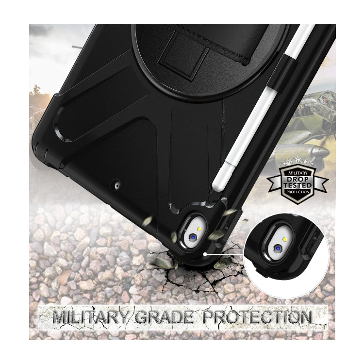 For iPad Pro 10.5 360 Degree Rotation Silicone Protective Cover with Holder & Hand Strap & Long Strap & Pencil Slot(Black) - iPad Pro 10.5 inch Cases by buy2fix | Online Shopping UK | buy2fix