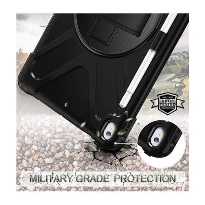 For iPad Pro 10.5 360 Degree Rotation Silicone Protective Cover with Holder & Hand Strap & Long Strap & Pencil Slot(Black) - iPad Pro 10.5 inch Cases by buy2fix | Online Shopping UK | buy2fix
