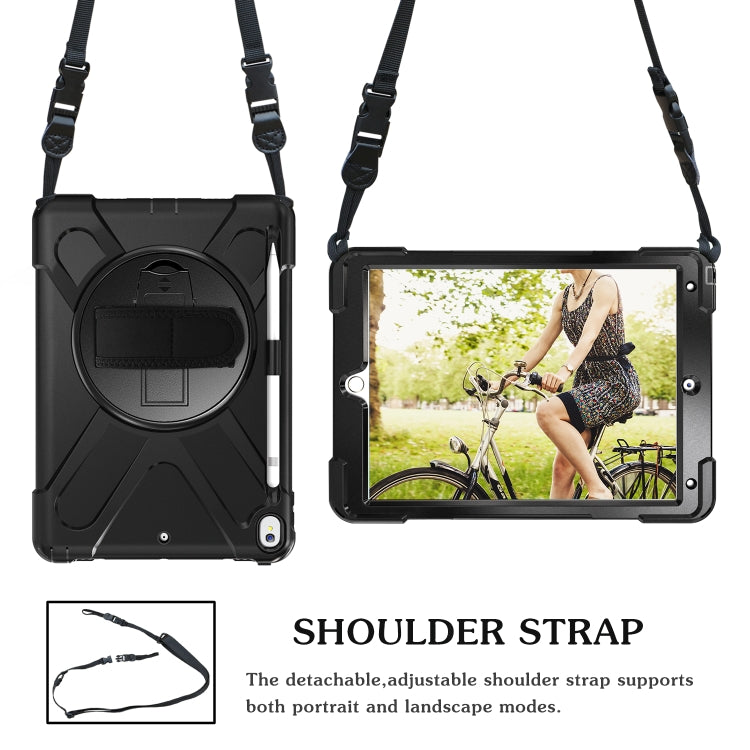 For iPad Pro 10.5 360 Degree Rotation Silicone Protective Cover with Holder & Hand Strap & Long Strap & Pencil Slot(Black) - iPad Pro 10.5 inch Cases by buy2fix | Online Shopping UK | buy2fix