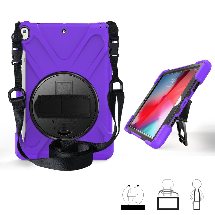 For iPad Pro 10.5 360 Degree Rotation Silicone Protective Cover with Holder & Hand Strap & Long Strap & Pencil Slot(Purple) - iPad Pro 10.5 inch Cases by buy2fix | Online Shopping UK | buy2fix