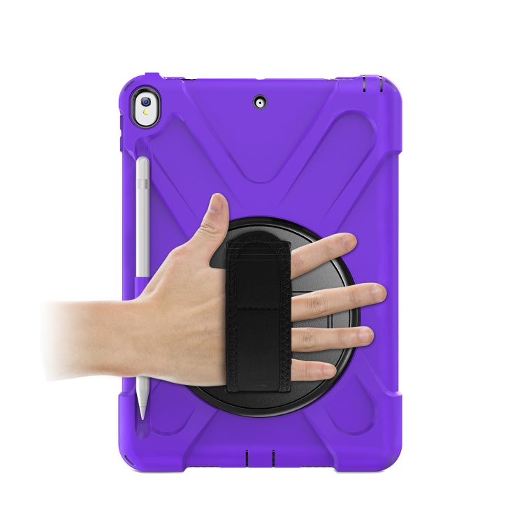 For iPad Pro 10.5 360 Degree Rotation Silicone Protective Cover with Holder & Hand Strap & Long Strap & Pencil Slot(Purple) - iPad Pro 10.5 inch Cases by buy2fix | Online Shopping UK | buy2fix