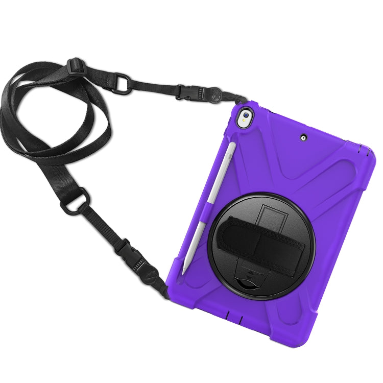 For iPad Pro 10.5 360 Degree Rotation Silicone Protective Cover with Holder & Hand Strap & Long Strap & Pencil Slot(Purple) - iPad Pro 10.5 inch Cases by buy2fix | Online Shopping UK | buy2fix