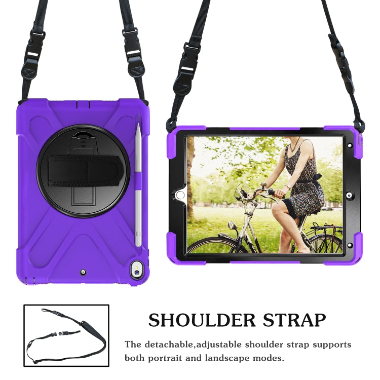 For iPad Pro 10.5 360 Degree Rotation Silicone Protective Cover with Holder & Hand Strap & Long Strap & Pencil Slot(Purple) - iPad Pro 10.5 inch Cases by buy2fix | Online Shopping UK | buy2fix
