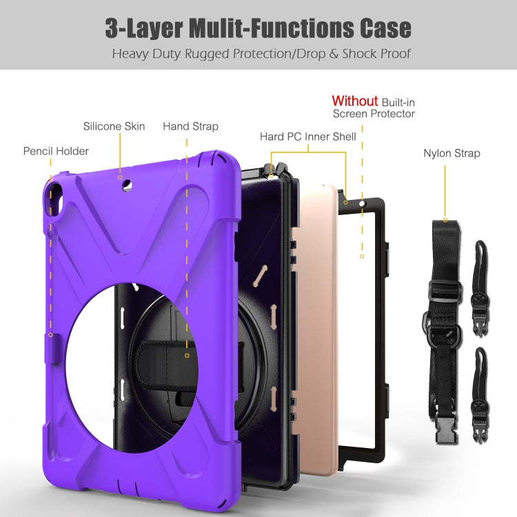 For iPad Pro 10.5 360 Degree Rotation Silicone Protective Cover with Holder & Hand Strap & Long Strap & Pencil Slot(Purple) - iPad Pro 10.5 inch Cases by buy2fix | Online Shopping UK | buy2fix