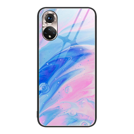 For Honor 50 Marble Pattern Glass Protective Phone Case(Pink)