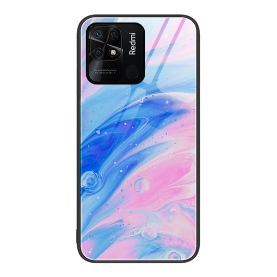 For Xiaomi Redmi 10C Marble Pattern Glass Protective Phone Case(Pink)