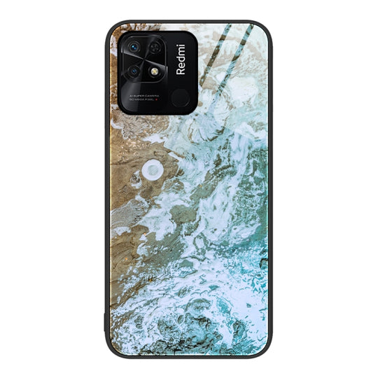 For Xiaomi Redmi 10C Marble Pattern Glass Protective Phone Case(Beach)