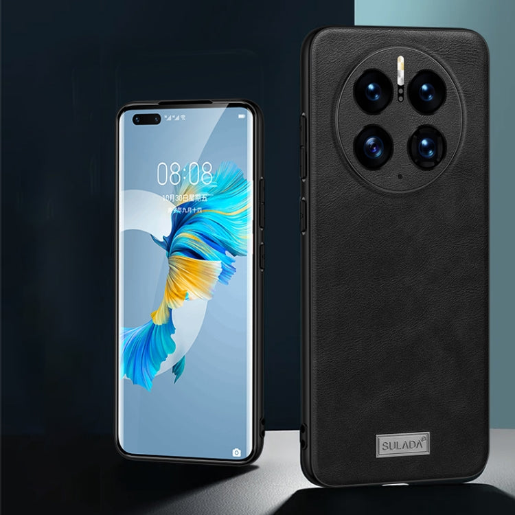 For Huawei Mate 50 SULADA Shockproof TPU + Handmade Leather Protective Phone Case(Black) - Huawei Cases by SULADA | Online Shopping UK | buy2fix