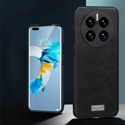 For Huawei Mate 50 SULADA Shockproof TPU + Handmade Leather Protective Phone Case(Black) - Huawei Cases by SULADA | Online Shopping UK | buy2fix