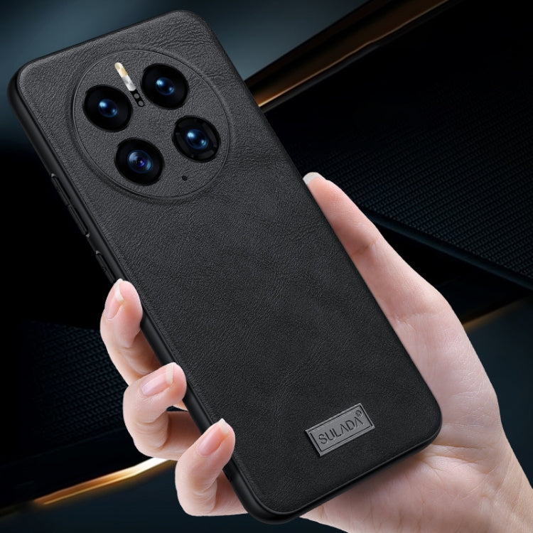 For Huawei Mate 50 SULADA Shockproof TPU + Handmade Leather Protective Phone Case(Black) - Huawei Cases by SULADA | Online Shopping UK | buy2fix