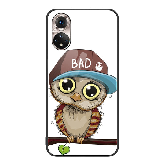 For Honor 50 Colorful Painted Glass Phone Case(Owl)