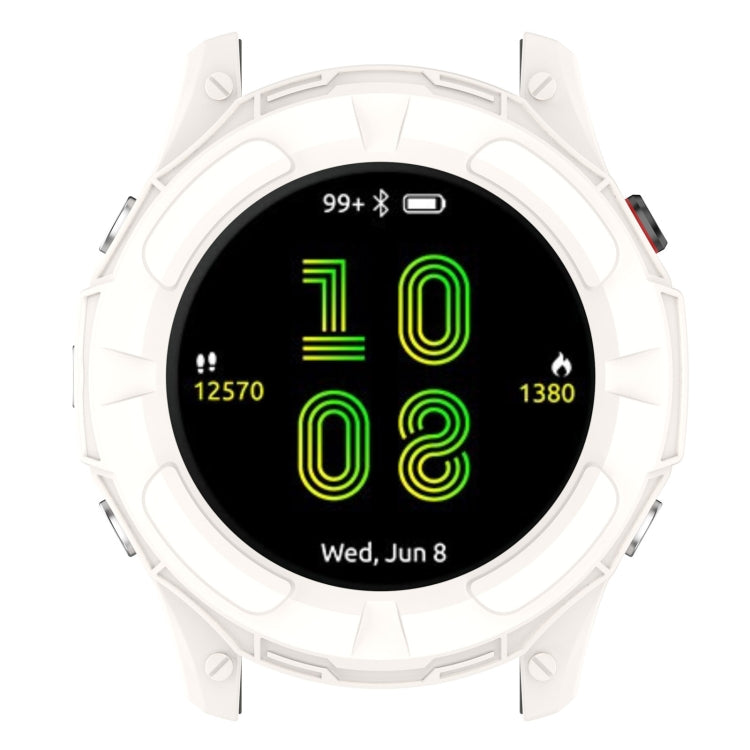 For Garmin Forerunner 955 Armor Hollow TPU Watch Case(Lvory White) by buy2fix