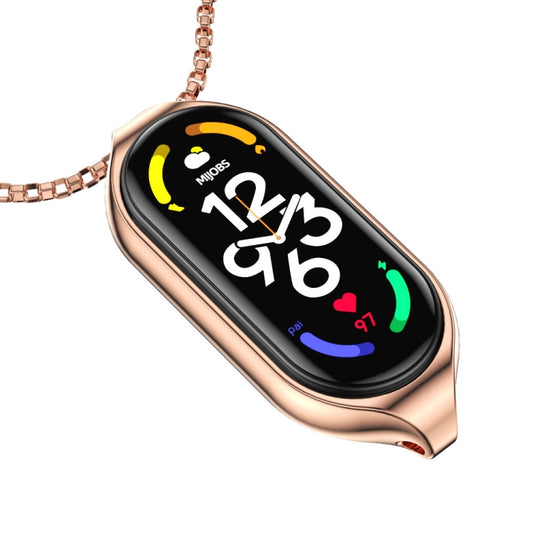 For Xiaomi Mi Band 7 / 7 NFC MIJOBS Metal Pendant Stainless Steel Watch Necklace (Rose Gold) - Watch Bands by MIJOBS | Online Shopping UK | buy2fix