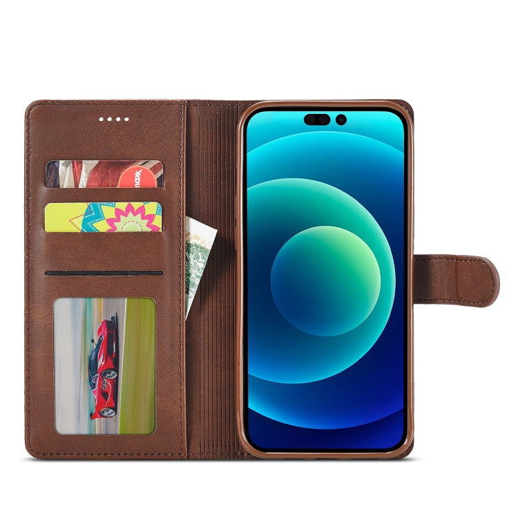 For iPhone 14 LC.IMEEKE Calf Texture Horizontal Flip Leather Case (Brown) - iPhone 14 Cases by LC.IMEEKE | Online Shopping UK | buy2fix