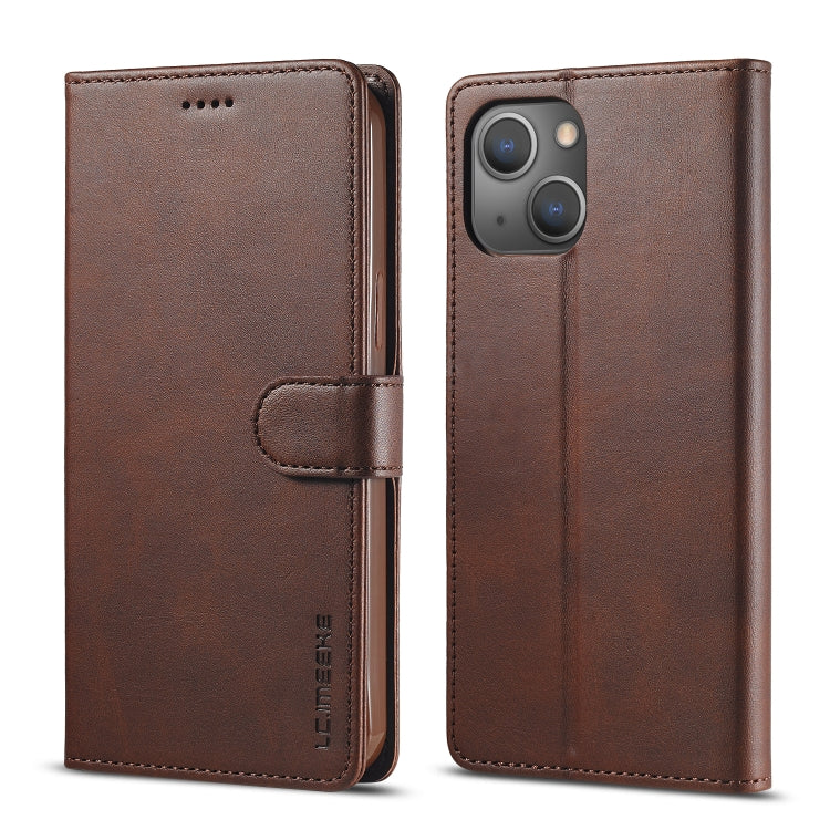 For iPhone 14 Plus LC.IMEEKE Calf Texture Horizontal Flip Leather Case (Brown) - iPhone 14 Plus Cases by LC.IMEEKE | Online Shopping UK | buy2fix