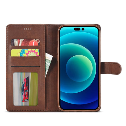For iPhone 14 Plus LC.IMEEKE Calf Texture Horizontal Flip Leather Case (Brown) - iPhone 14 Plus Cases by LC.IMEEKE | Online Shopping UK | buy2fix