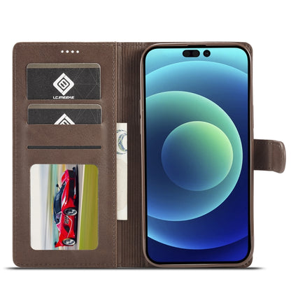 For iPhone 14 Pro Max LC.IMEEKE Calf Texture Horizontal Flip Leather Case (Brown) - iPhone 14 Pro Max Cases by LC.IMEEKE | Online Shopping UK | buy2fix