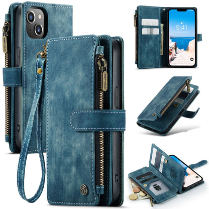 For iPhone 14 CaseMe C30 Multifunctional Phone Leather Case (Blue) - iPhone 14 Cases by CaseMe | Online Shopping UK | buy2fix