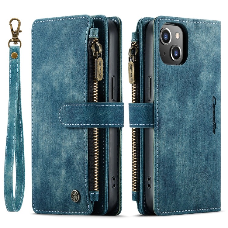 For iPhone 14 CaseMe C30 Multifunctional Phone Leather Case (Blue) - iPhone 14 Cases by CaseMe | Online Shopping UK | buy2fix