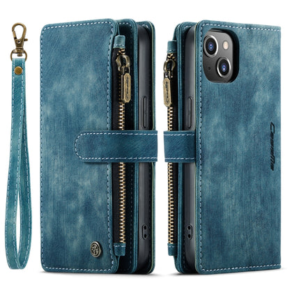For iPhone 14 Plus CaseMe C30 Multifunctional Phone Leather Case (Blue) - iPhone 14 Plus Cases by CaseMe | Online Shopping UK | buy2fix
