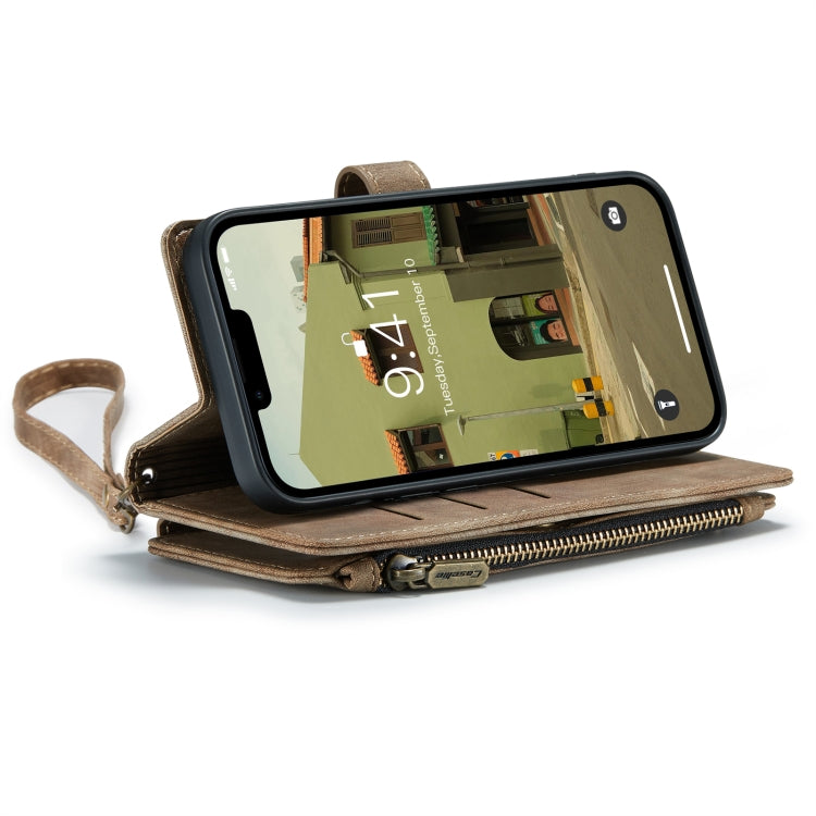 For iPhone 14 Plus CaseMe C30 Multifunctional Phone Leather Case (Brown) - iPhone 14 Plus Cases by CaseMe | Online Shopping UK | buy2fix