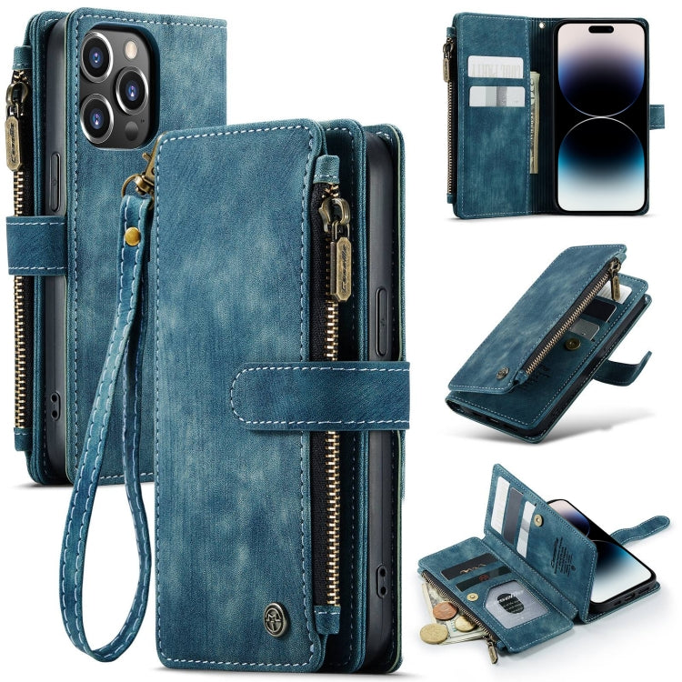 For iPhone 14 Pro CaseMe C30 Multifunctional Phone Leather Case(Blue) - iPhone 14 Pro Cases by CaseMe | Online Shopping UK | buy2fix
