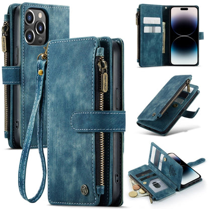 For iPhone 14 Pro CaseMe C30 Multifunctional Phone Leather Case(Blue) - iPhone 14 Pro Cases by CaseMe | Online Shopping UK | buy2fix