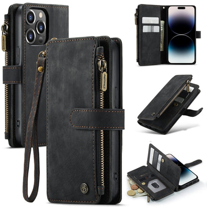 For iPhone 14 Pro CaseMe C30 Multifunctional Phone Leather Case(Black) - iPhone 14 Pro Cases by CaseMe | Online Shopping UK | buy2fix
