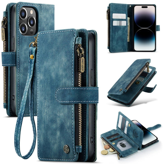 For iPhone 14 Pro Max CaseMe C30 Multifunctional Phone Leather Case (Blue) - iPhone 14 Pro Max Cases by CaseMe | Online Shopping UK | buy2fix