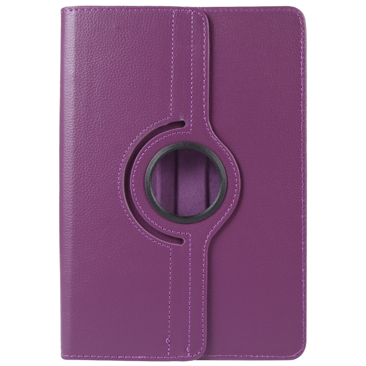 For 7 inch Tablet 360 Degree Rotation Litchi Texture Flip Leather Tablet Case(Purple) - 7 inch by buy2fix | Online Shopping UK | buy2fix