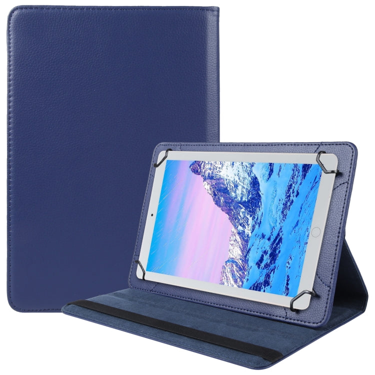 For 8 inch Tablet 360 Degree Rotation Litchi Texture Flip Leather Tablet Case(Blue) - 8 inch by buy2fix | Online Shopping UK | buy2fix