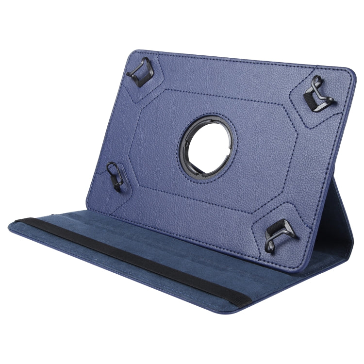 For 8 inch Tablet 360 Degree Rotation Litchi Texture Flip Leather Tablet Case(Blue) - 8 inch by buy2fix | Online Shopping UK | buy2fix