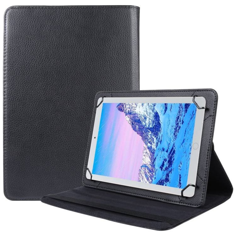 For 8 inch Tablet 360 Degree Rotation Litchi Texture Flip Leather Tablet Case(Black) - 8 inch by buy2fix | Online Shopping UK | buy2fix