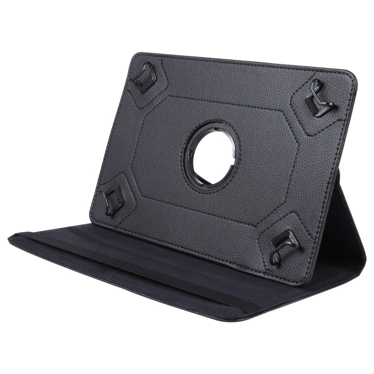 For 8 inch Tablet 360 Degree Rotation Litchi Texture Flip Leather Tablet Case(Black) - 8 inch by buy2fix | Online Shopping UK | buy2fix