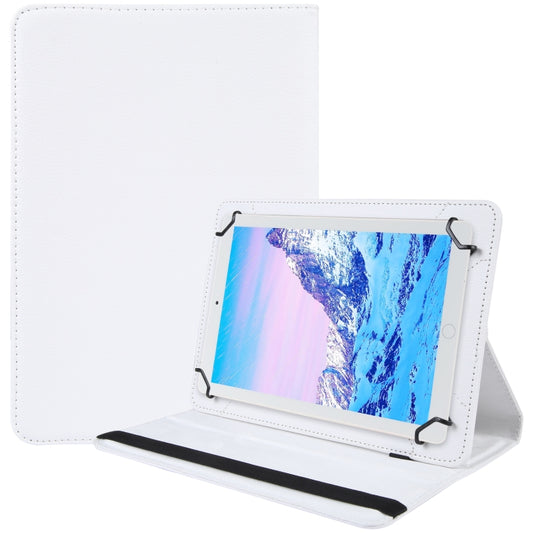 For 10 inch Tablet 360 Degree Rotation Litchi Texture Flip Leather Tablet Case(White) - 10 - 11 inch by buy2fix | Online Shopping UK | buy2fix