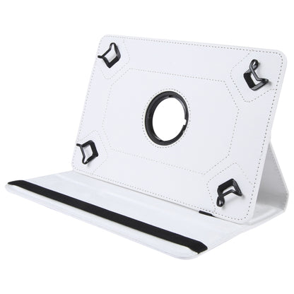 For 10 inch Tablet 360 Degree Rotation Litchi Texture Flip Leather Tablet Case(White) - 10 - 11 inch by buy2fix | Online Shopping UK | buy2fix