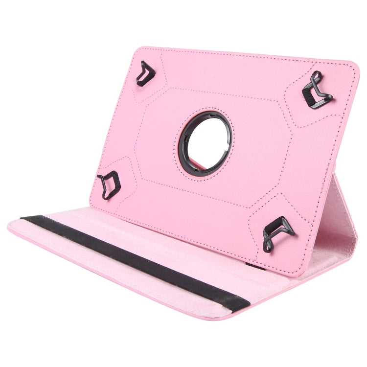 For 10 inch Tablet 360 Degree Rotation Litchi Texture Flip Leather Tablet Case(Pink) - 10 - 11 inch by buy2fix | Online Shopping UK | buy2fix