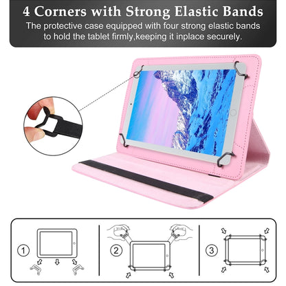 For 10 inch Tablet 360 Degree Rotation Litchi Texture Flip Leather Tablet Case(Pink) - 10 - 11 inch by buy2fix | Online Shopping UK | buy2fix