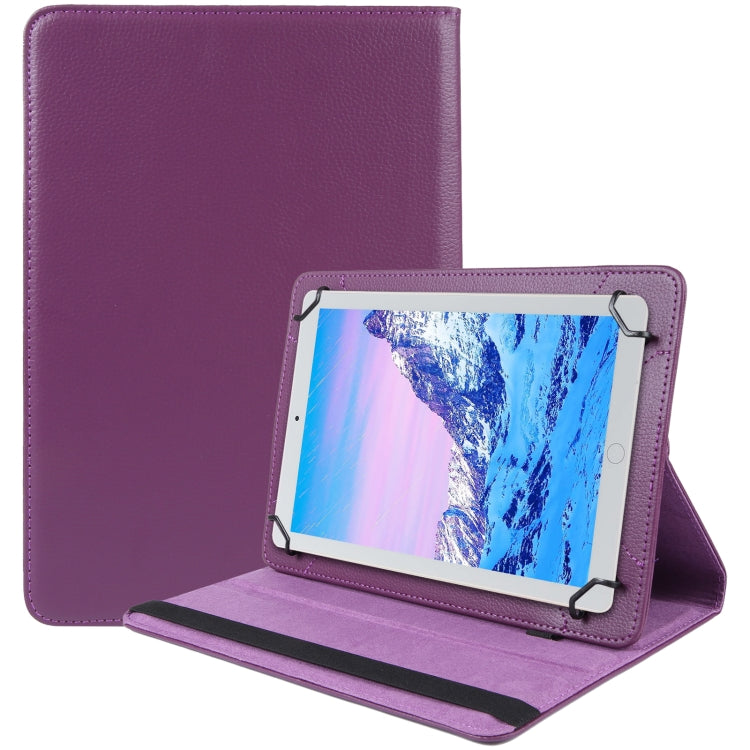 For 10 inch Tablet 360 Degree Rotation Litchi Texture Flip Leather Tablet Case(Purple) - 10 - 11 inch by buy2fix | Online Shopping UK | buy2fix