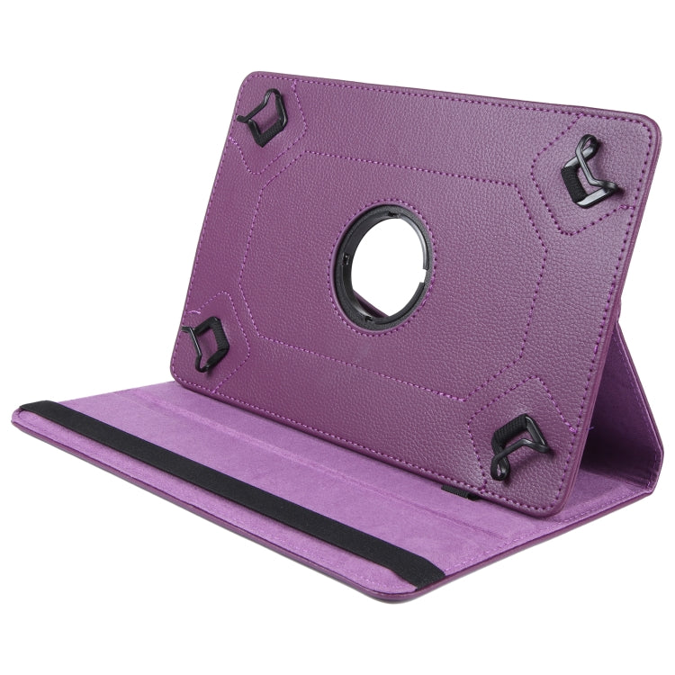 For 10 inch Tablet 360 Degree Rotation Litchi Texture Flip Leather Tablet Case(Purple) - 10 - 11 inch by buy2fix | Online Shopping UK | buy2fix