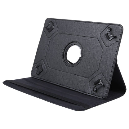 For 10 inch Tablet 360 Degree Rotation Litchi Texture Flip Leather Tablet Case(Black) - 10 - 11 inch by buy2fix | Online Shopping UK | buy2fix